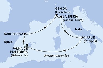 Španělsko, Itálie z Barcelony na lodi MSC Fantasia