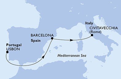 Portugalsko, Španělsko, Itálie z Lisabonu na lodi MSC Divina