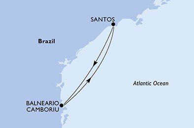 Brazílie ze Santosu na lodi MSC Armonia