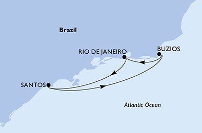 Brazílie ze Santosu na lodi MSC Armonia