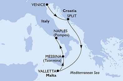 Itálie, Chorvatsko, Malta z Benátek na lodi MSC Armonia