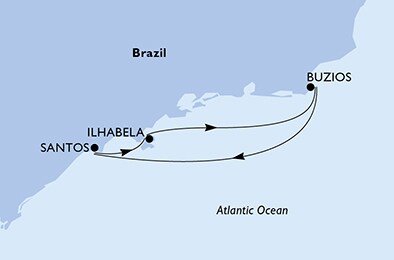 Brazílie ze Santosu na lodi MSC Preziosa