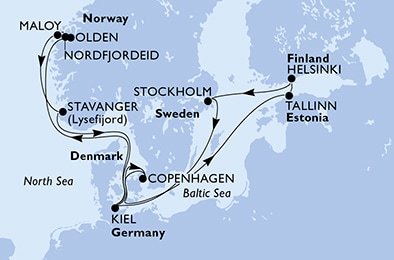 Dánsko, Estonsko, Finsko, Švédsko, Německo, Norsko z Kodaně na lodi MSC Fantasia