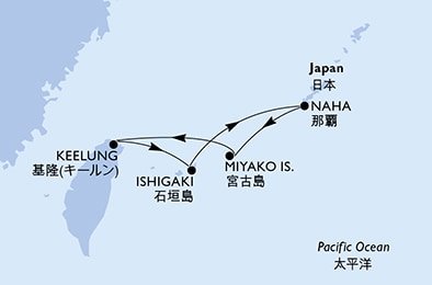 Japonsko, , Tchaj-wan z Naha na lodi MSC Bellissima