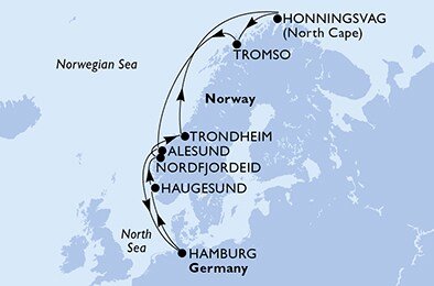 Německo, Norsko z Hamburku na lodi MSC Preziosa