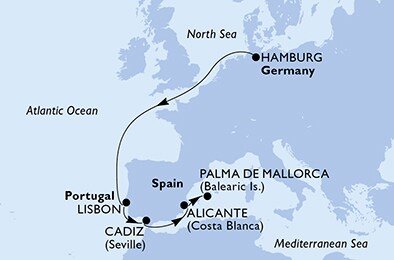 Německo, Portugalsko, Španělsko z Hamburku na lodi MSC Fantasia