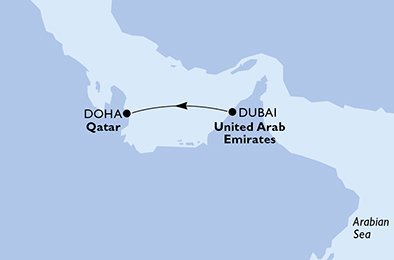 Spojené arabské emiráty, Katar z Dubaje na lodi MSC Virtuosa