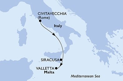 Itálie, Malta z Civitavecchia na lodi MSC Divina