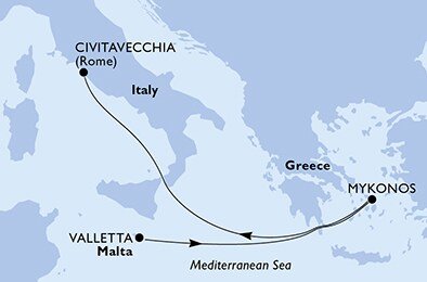 Malta, Řecko, Itálie z Valletty na lodi MSC Divina