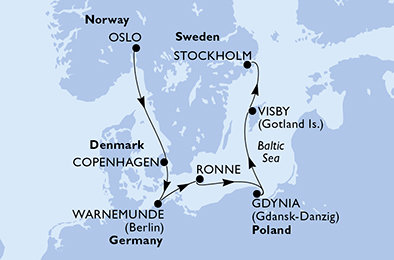 Norsko, Dánsko, Německo, Polsko, Švédsko z Osla na lodi MSC Poesia