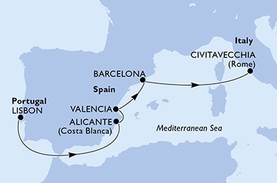 Portugalsko, Španělsko, Itálie z Lisabonu na lodi MSC Magnifica