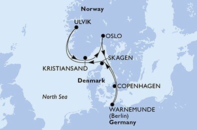 Německo, Dánsko, Norsko z Warnemünde na lodi MSC Poesia