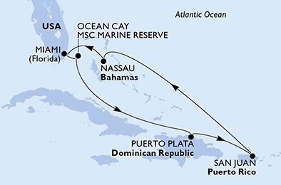 USA, Bahamy, Dominikánská republika z Miami na lodi MSC Seaside