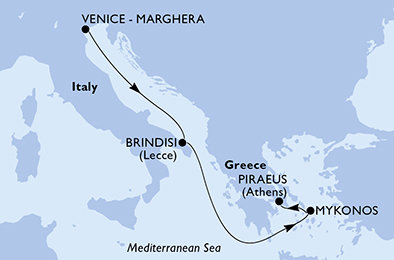 Itálie, Řecko na lodi MSC Armonia