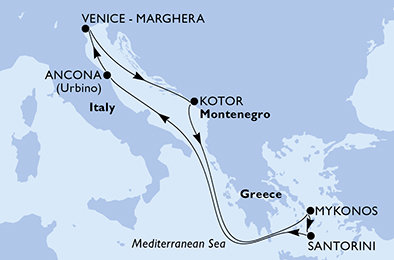 Itálie, Černá Hora, Řecko na lodi MSC Lirica
