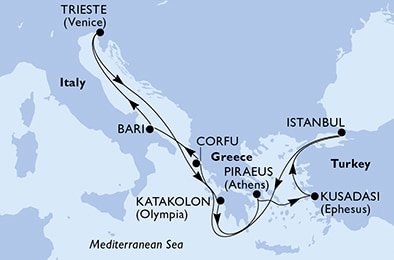 Itálie, Řecko, Turecko na lodi MSC Fantasia