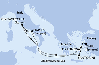 Itálie, Řecko, Turecko z Civitavecchia na lodi MSC Divina