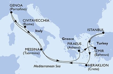 Itálie, Řecko, Turecko z Messiny na lodi MSC Sinfonia