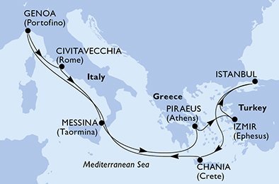 Řecko, Turecko, Itálie z Pirea na lodi MSC Sinfonia