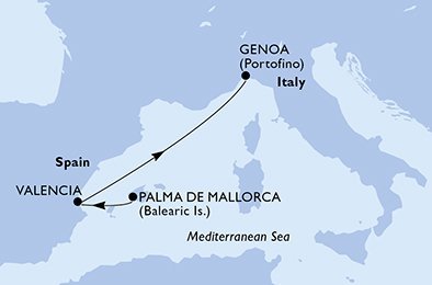 Španělsko, Itálie z Palma de Mallorca na lodi MSC Orchestra