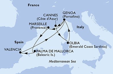 Francie, Španělsko, Itálie z Marseille na lodi MSC Orchestra