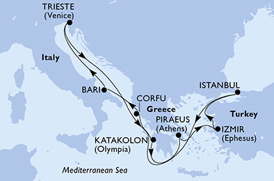 Turecko, Řecko, Itálie z Istanbulu na lodi MSC Fantasia