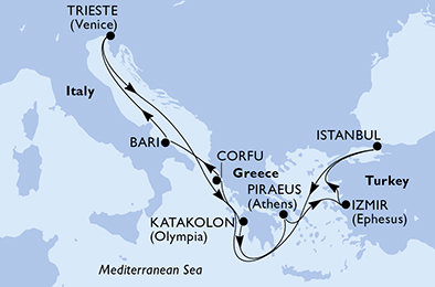 Itálie, Řecko, Turecko na lodi MSC Fantasia