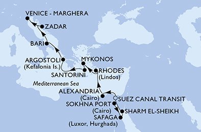 Egypt, Řecko, Itálie, Chorvatsko na lodi MSC Opera