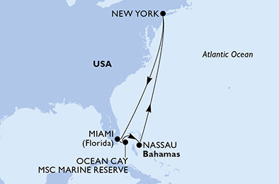 USA, Bahamy z New Yorku na lodi MSC Meraviglia