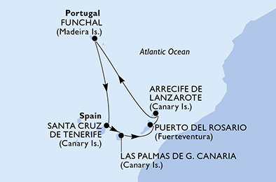 Španělsko, Portugalsko z Tenerife na lodi MSC Opera