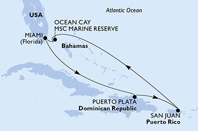 USA, Dominikánská republika, Bahamy z Miami na lodi MSC World America USA, Dominikánská republika, Bahamy z Miami na lodi MSC World America