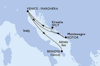 Itálie, Černá Hora, Chorvatsko na lodi MSC Armonia