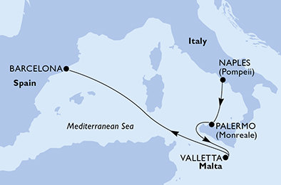 Itálie, Malta, Španělsko z Neapole na lodi MSC Magnifica