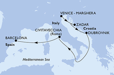 Itálie, Chorvatsko, Španělsko na lodi MSC Armonia