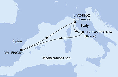 Itálie, Španělsko z Civitavecchia na lodi MSC Orchestra