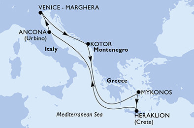 Itálie, Černá Hora, Řecko na lodi MSC Lirica