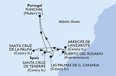 Španělsko, Portugalsko Z Lanzarote na lodi MSC Musica
