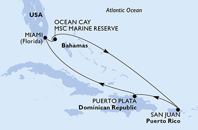 USA, Bahamy, Dominikánská republika z Miami na lodi MSC Seaside