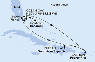 USA, Bahamy, Dominikánská republika z Miami na lodi MSC Seaside