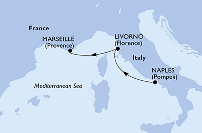 Itálie, Francie z Neapole na lodi MSC Seaside