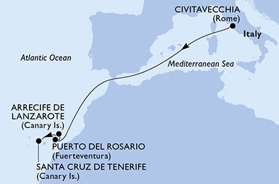 Itálie, Španělsko z Civitavecchia na lodi MSC Fantasia