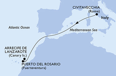 Itálie, Španělsko z Civitavecchia na lodi MSC Fantasia