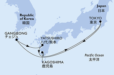 Japonsko, Jižní Korea z Tokia na lodi MSC Bellissima