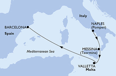 Itálie, Malta, Španělsko z Neapole na lodi MSC World Europa