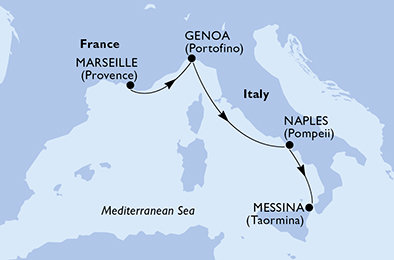 Francie, Itálie z Marseille na lodi MSC World Europa