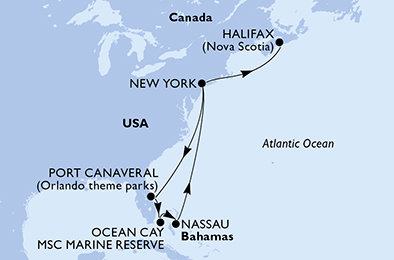 USA, Bahamy, Kanada z New Yorku na lodi MSC Meraviglia