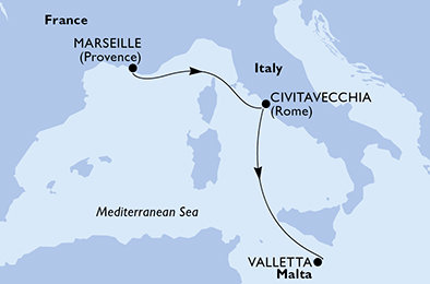 Francie, Itálie, Malta z Marseille na lodi MSC Poesia