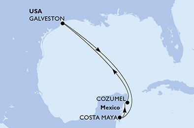 USA, Mexiko z Galvestonu na lodi MSC Seascape