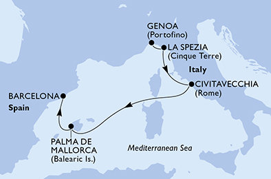 Itálie, Španělsko z Janova na lodi MSC Seaview