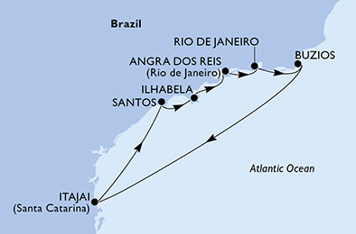 Brazílie na lodi MSC Sinfonia